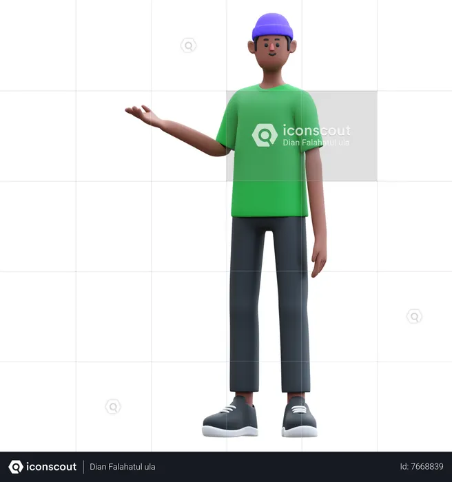 Homme présentant quelque chose à gauche  3D Icon