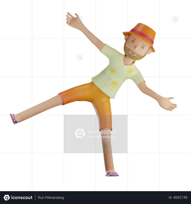 Homme profitant de vacances  3D Illustration