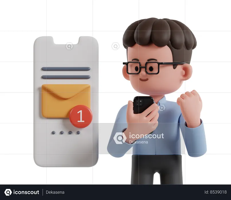 Homme recevant du courrier de clients  3D Illustration