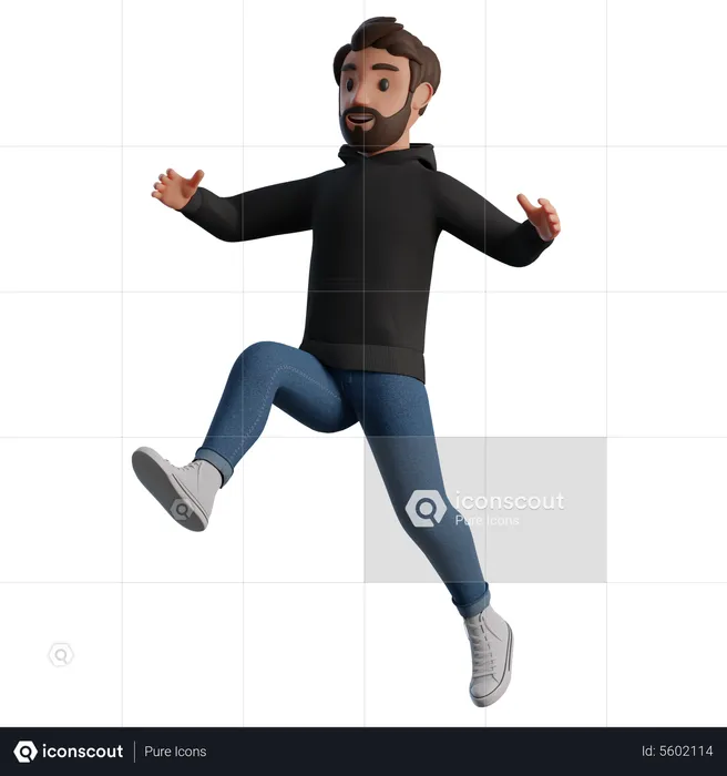 Homme qui saute  3D Illustration