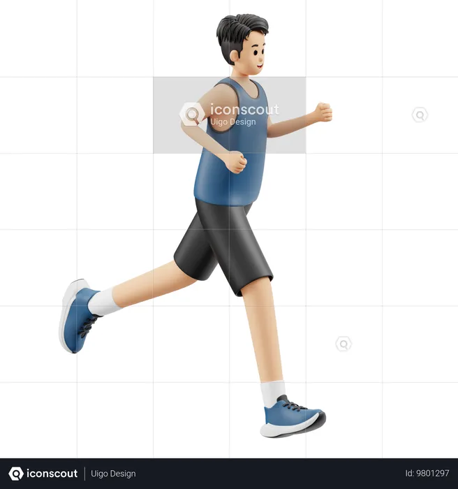 Homme sportif, course à pied, formation  3D Illustration