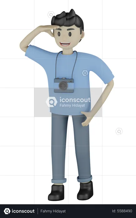 Homme trouvant sa destination  3D Illustration