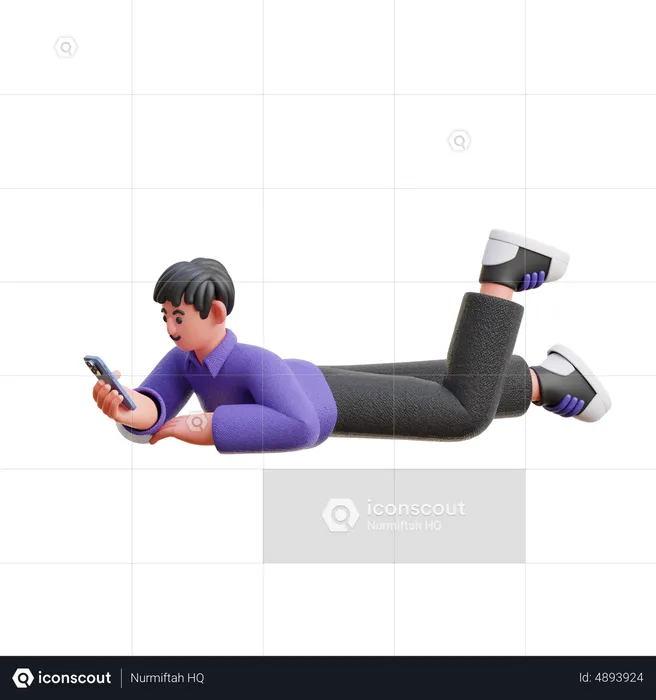 Homme utilisant les médias sociaux au téléphone  3D Illustration