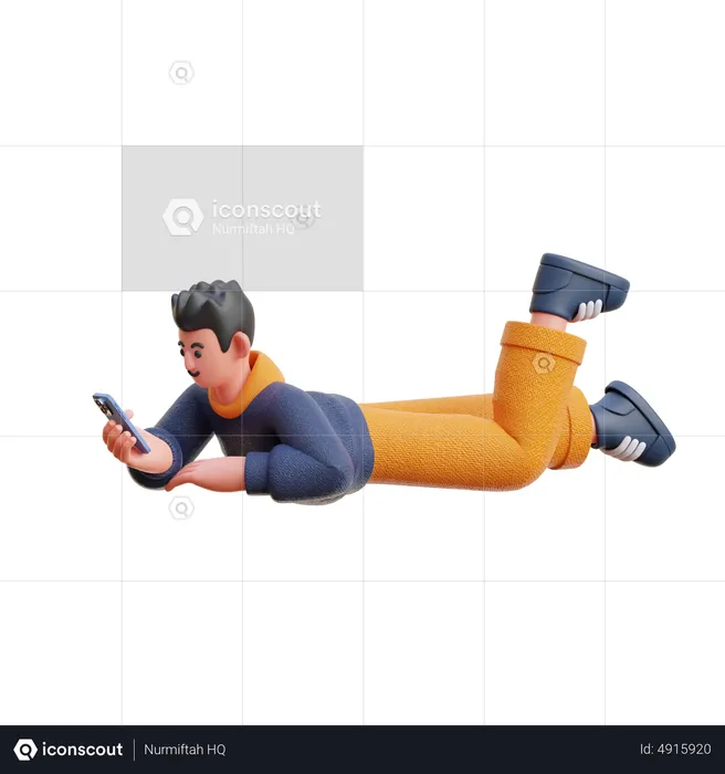 Homme utilisant les médias sociaux au téléphone  3D Illustration