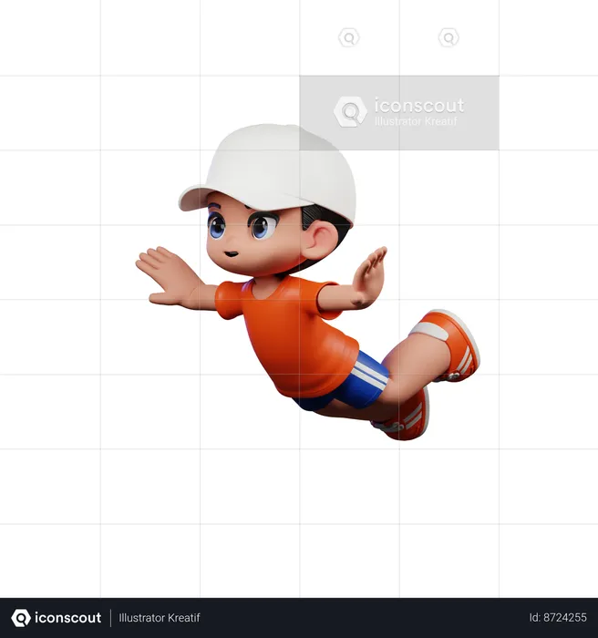 Homme volant  3D Illustration