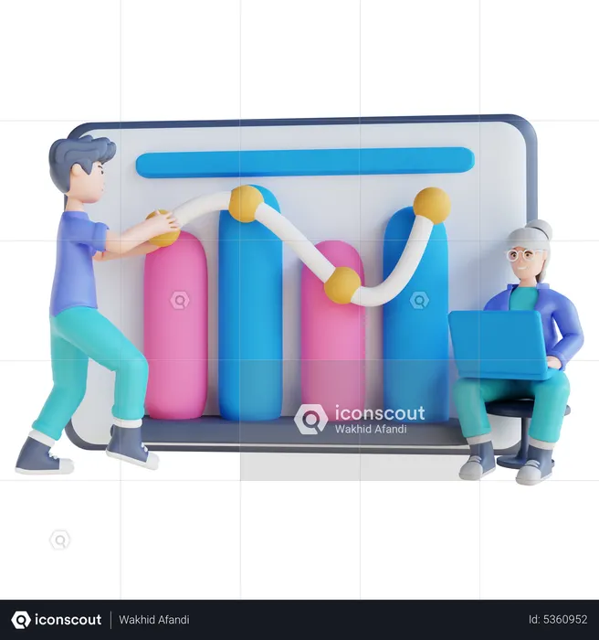 Gens d'affaires analysant des données  3D Icon