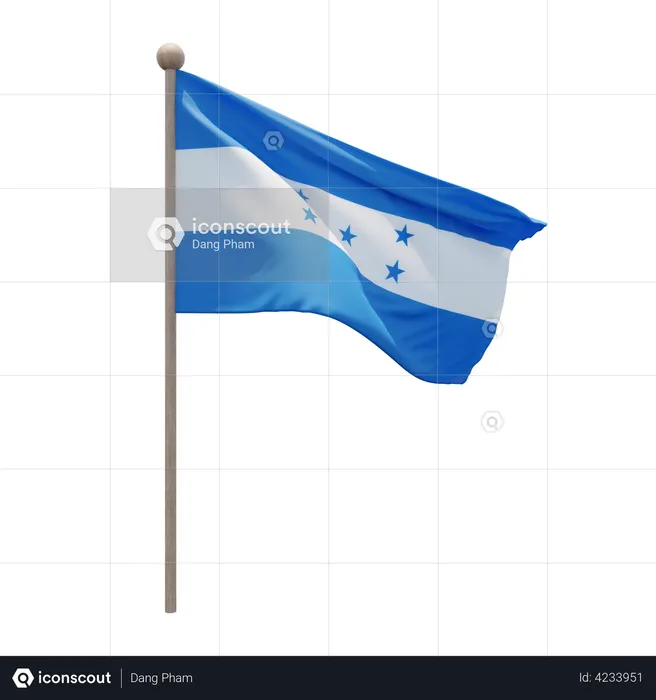 Honduras Flag Pole  3D Flag