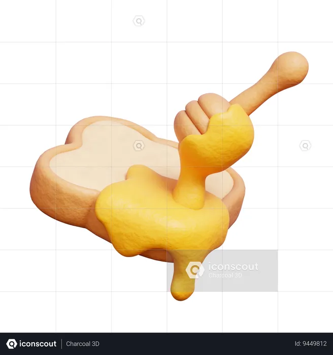 Honey Dipper With Bread  3D Icon