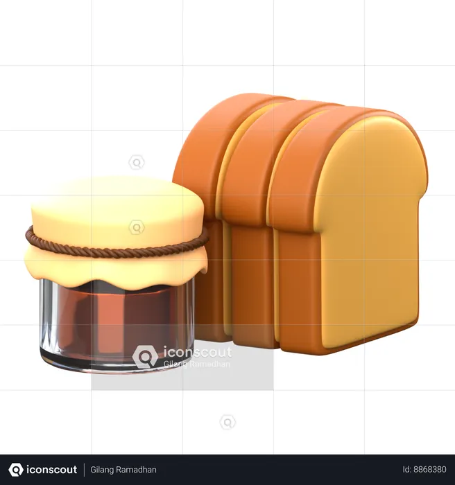 Honey Jar and Bread  3D Icon