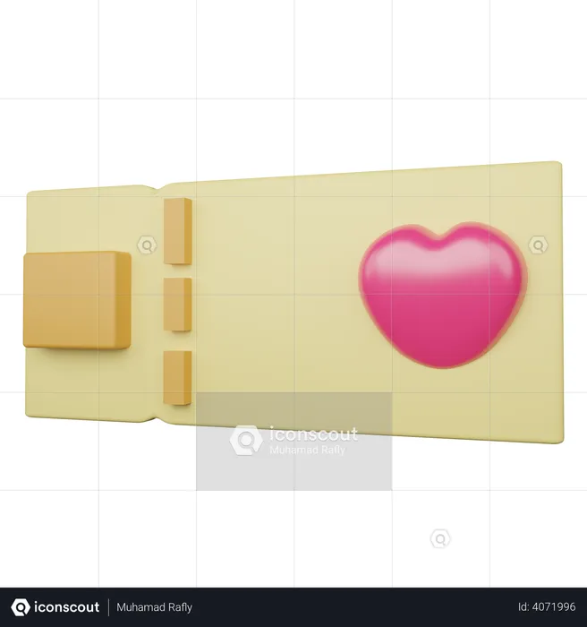 Honeymoon Love Ticket  3D Illustration