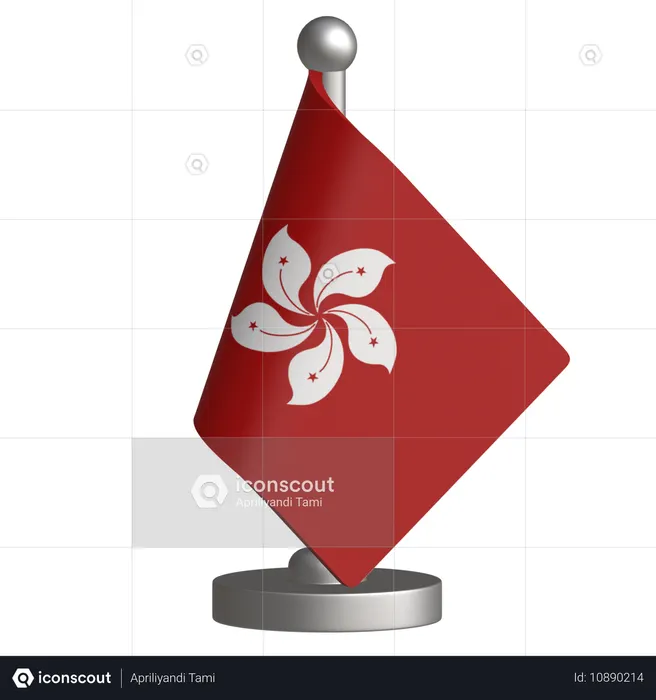 Hong Kong Desk Flag  3D Icon