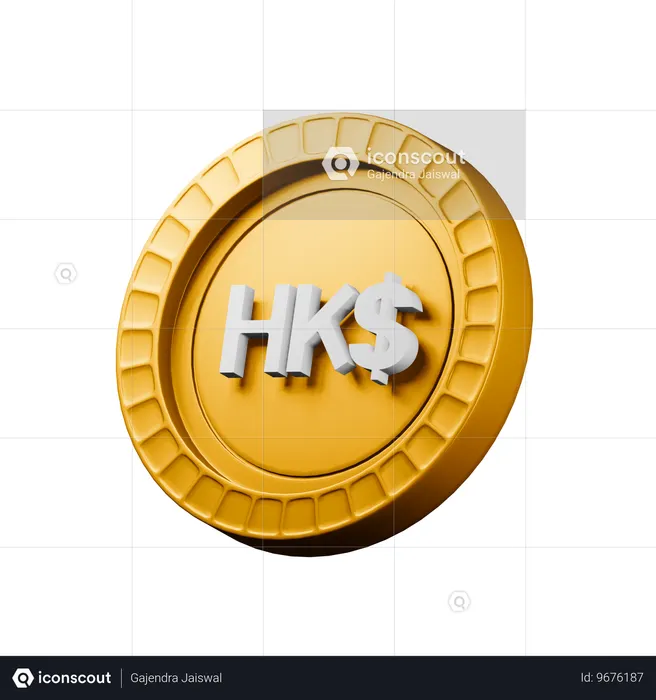 홍콩 달러  3D Icon