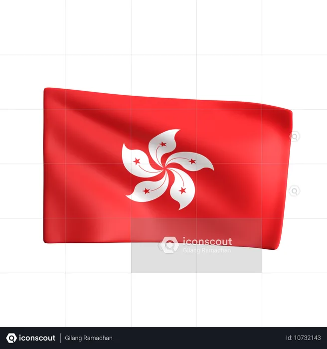 香港の旗 Flag 3D Icon