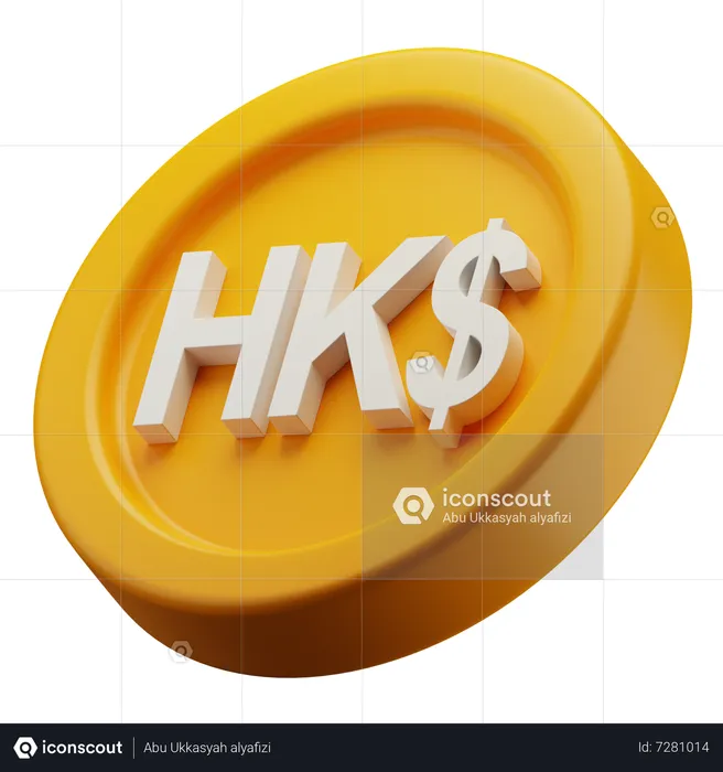 Hongkong Dollar Gold Coin  3D Icon