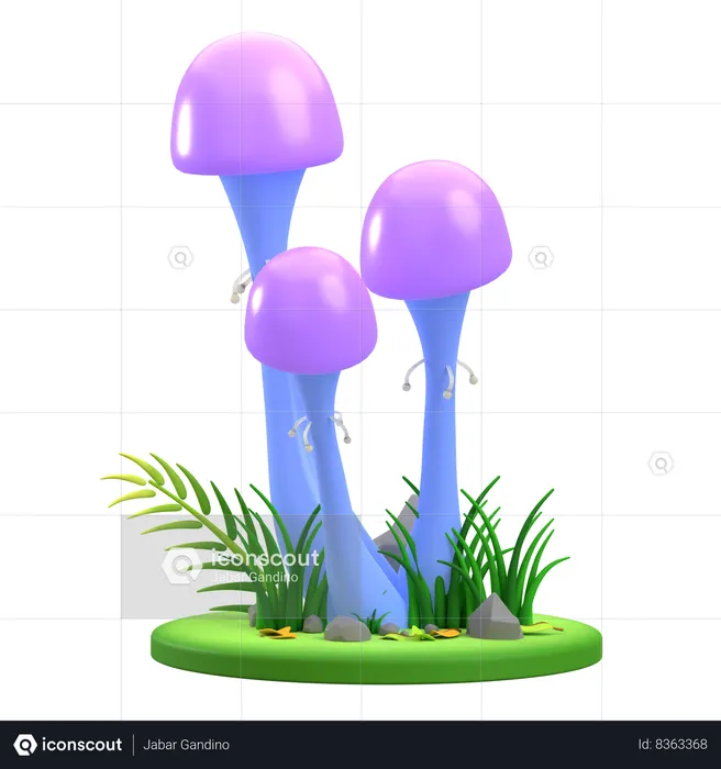 Tallo de hongo morado  3D Icon