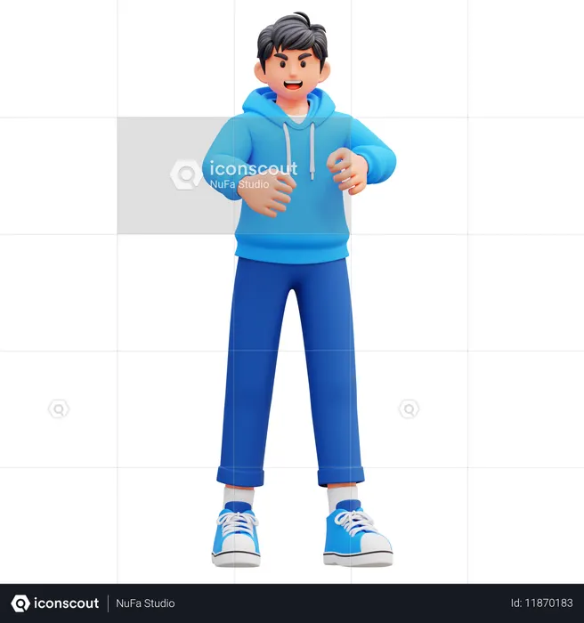 Hoodie Boy Feeling Anrgy  3D Illustration