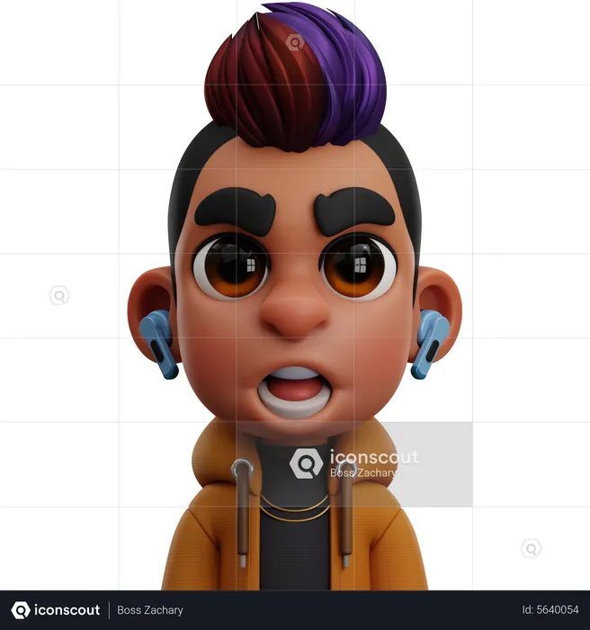 Hoodie Jacket Punk Boy  3D Icon