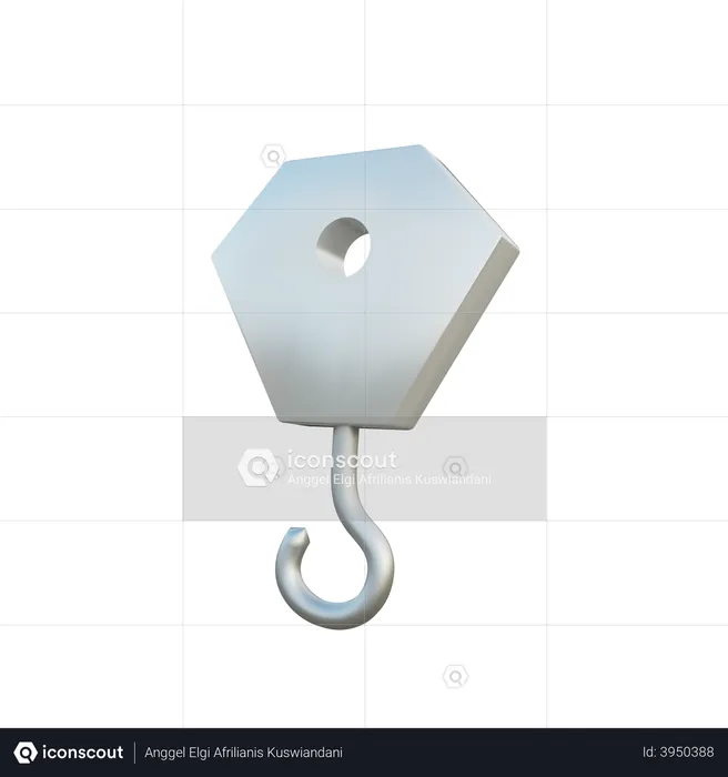 Hook pulley  3D Illustration