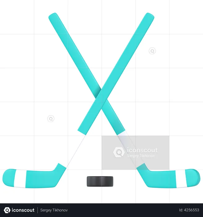 Hockey no gelo  3D Illustration