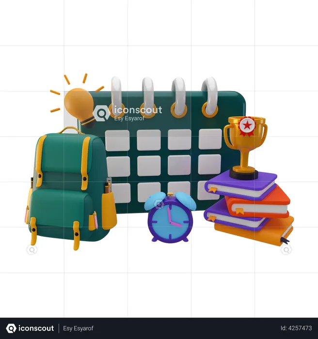 Horario educativo  3D Illustration