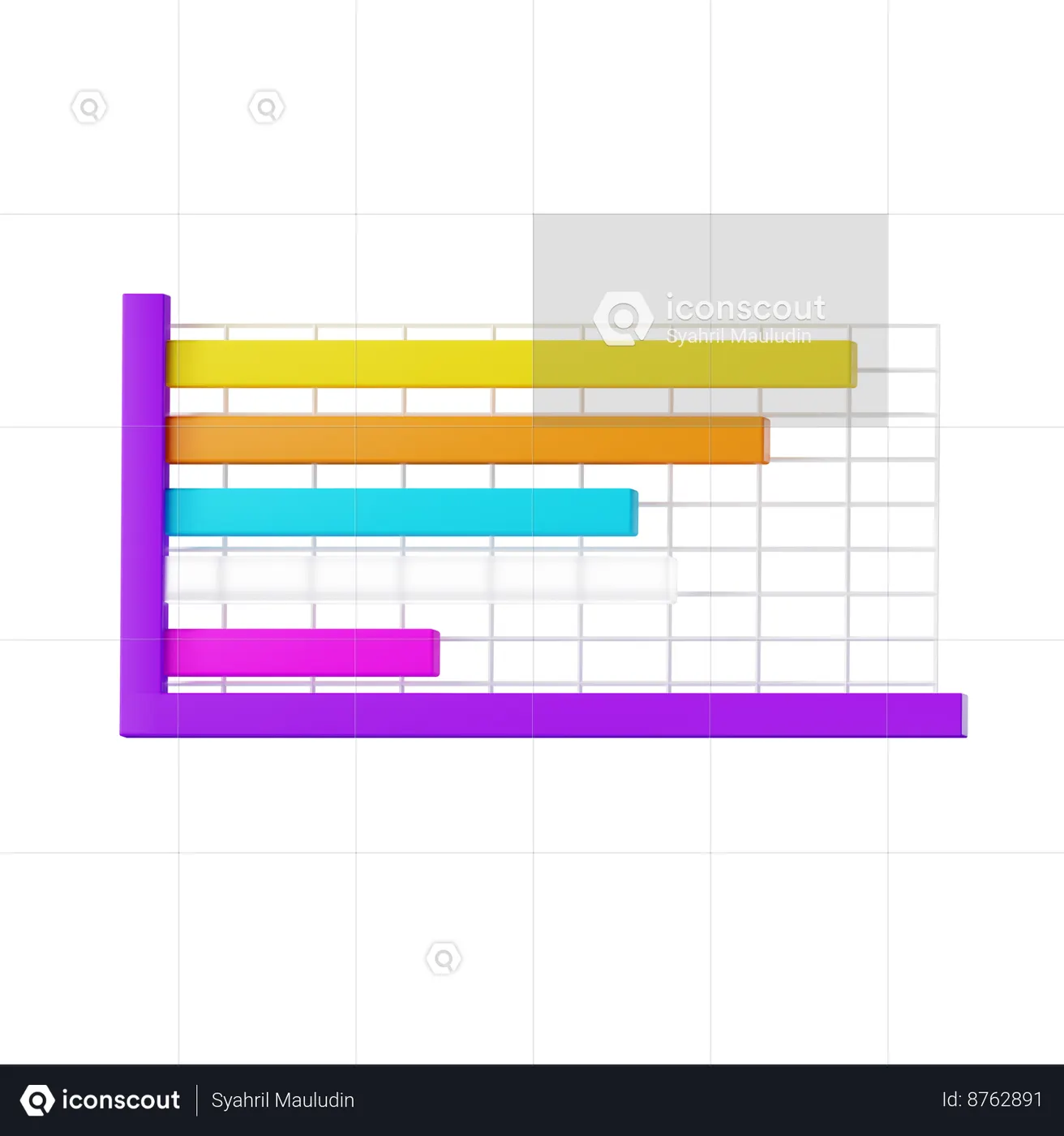 Horizontal Bar Chart 3D Icon download in PNG, OBJ or Blend format