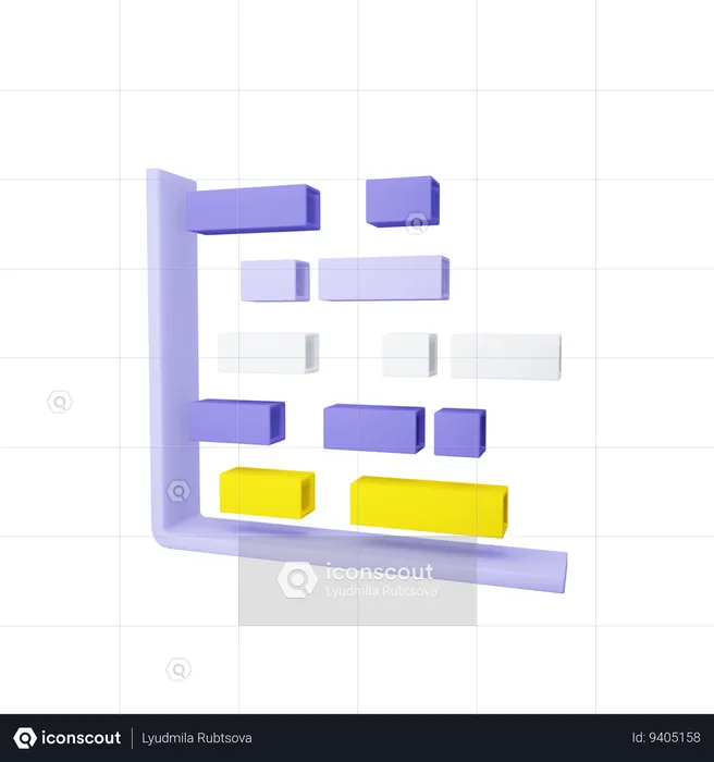 Horizontal Chart  3D Icon