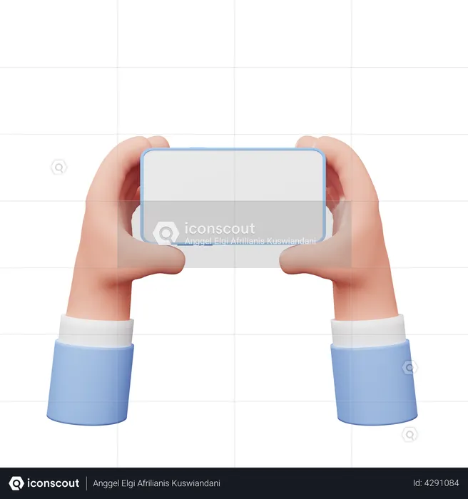 Horizontal Mobile Holding Gesture  3D Illustration