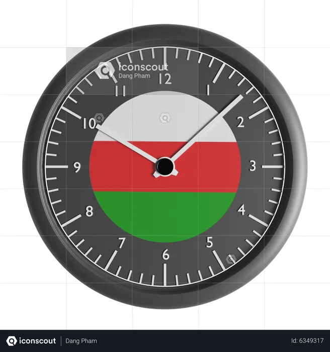 Horloge murale avec le drapeau d'Oman  3D Icon