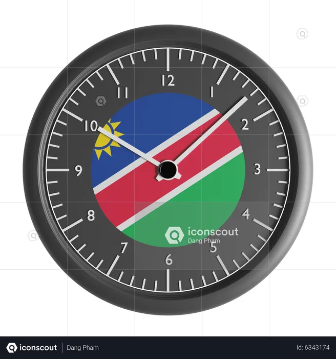 Horloge murale avec le drapeau de la Namibie  3D Icon