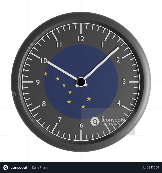 Horloge murale avec le drapeau de l'Alaska  3D Icon