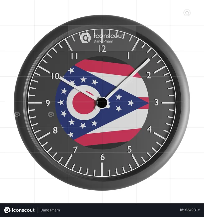 Horloge murale avec le drapeau de l'Ohio  3D Icon