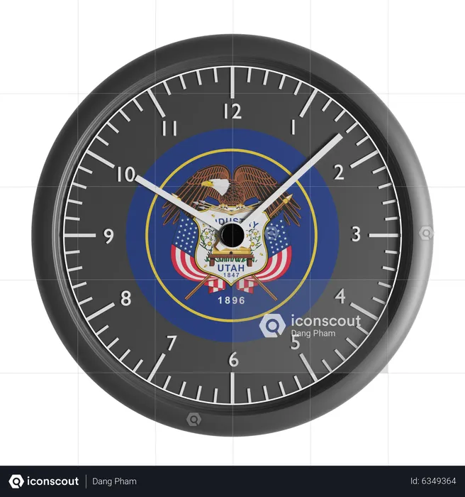 Horloge murale avec le drapeau de l'Utah  3D Icon