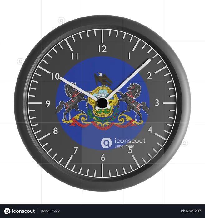 Horloge murale avec le drapeau de la Pennsylvanie  3D Icon