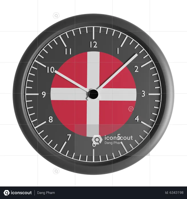 Horloge murale avec le drapeau du Danemark  3D Icon