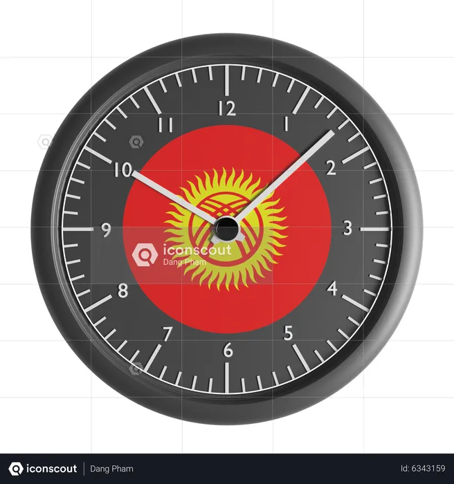 Horloge murale avec le drapeau du Kirghizistan  3D Icon