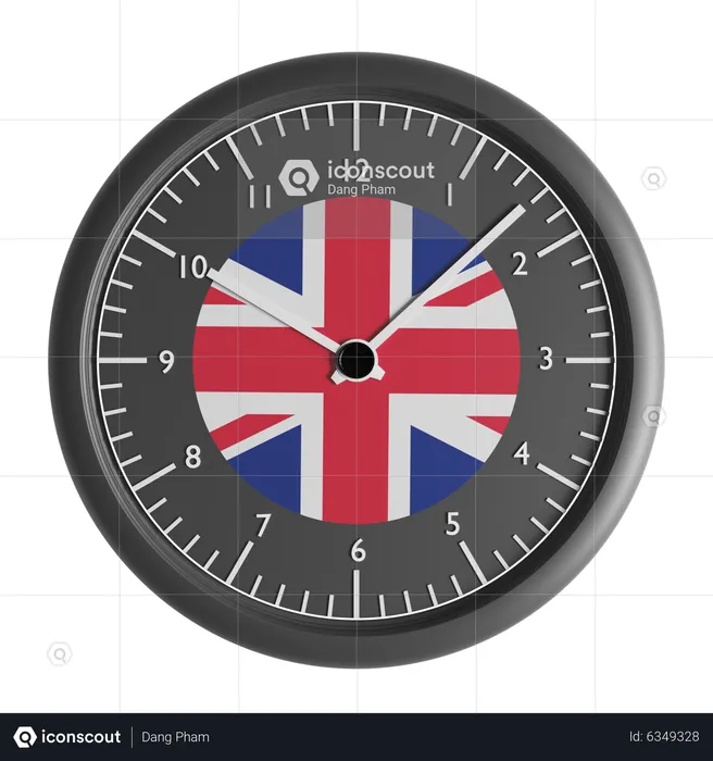 Horloge murale avec le drapeau du Royaume-Uni  3D Icon