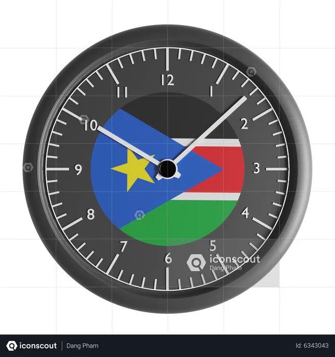 Horloge murale avec le drapeau du Soudan du Sud  3D Icon