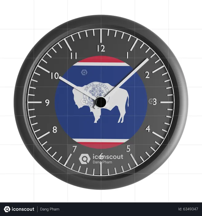 Horloge murale avec le drapeau du Wyoming  3D Icon