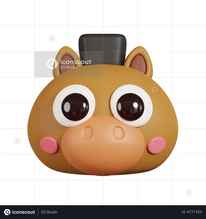 Horse Face Emoji 3D Illustration