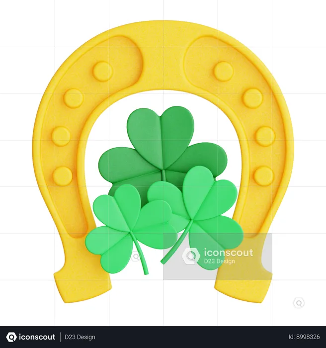 Horseshoes With Clover Leaves  3D Icon