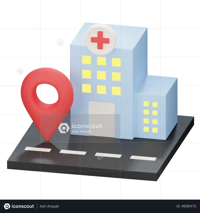 Hospital Location  3D Illustration