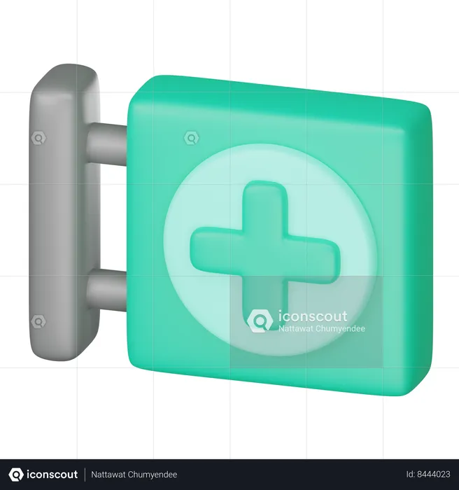 Hospital Sign Board  3D Icon