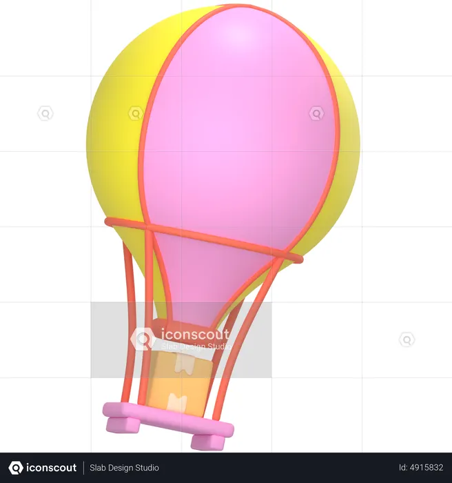Hot Air Balloon Delivery  3D Icon