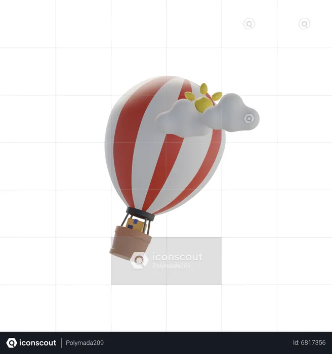 Hot Air Balloon Delivery  3D Icon