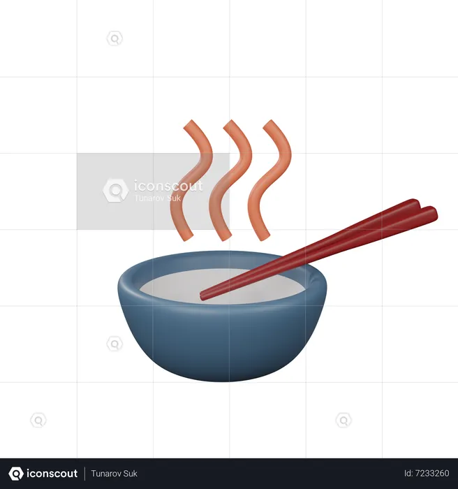 Hot Bowl And Chopsticks  3D Icon