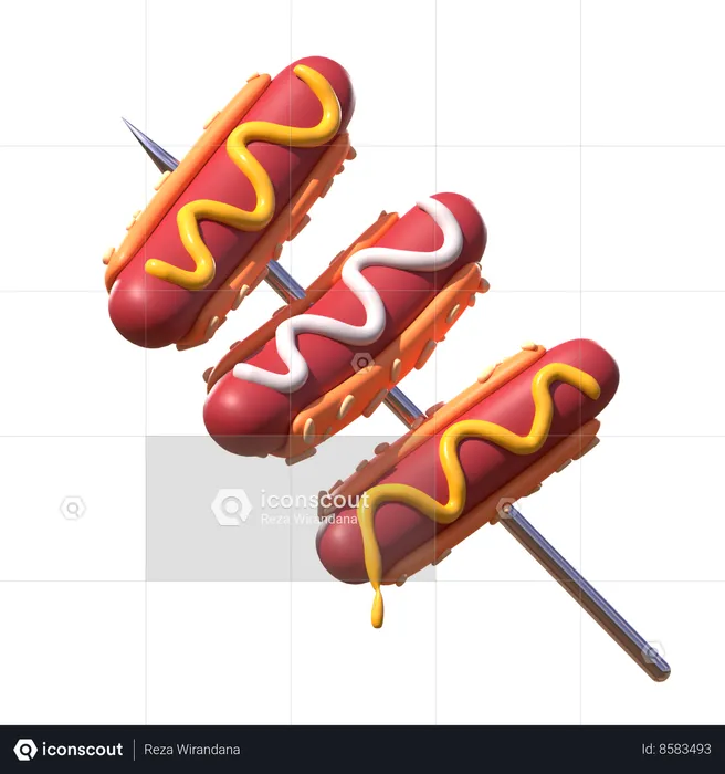Hot Dog Skewer  3D Icon