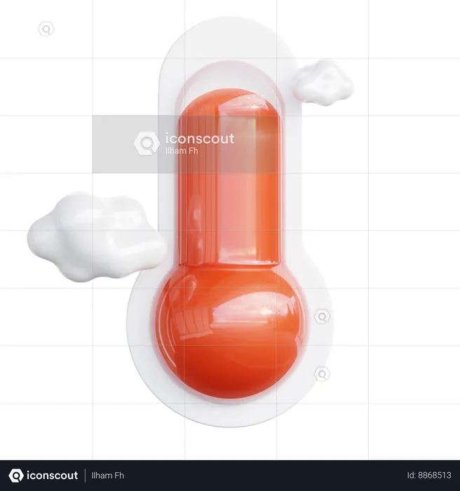 Hot Thermometer  3D Icon