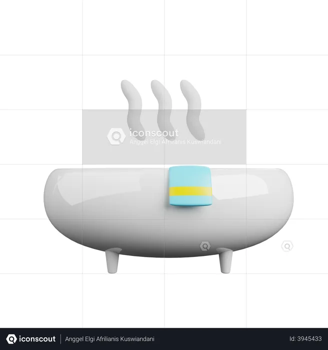 Hot water tub with towel  3D Illustration