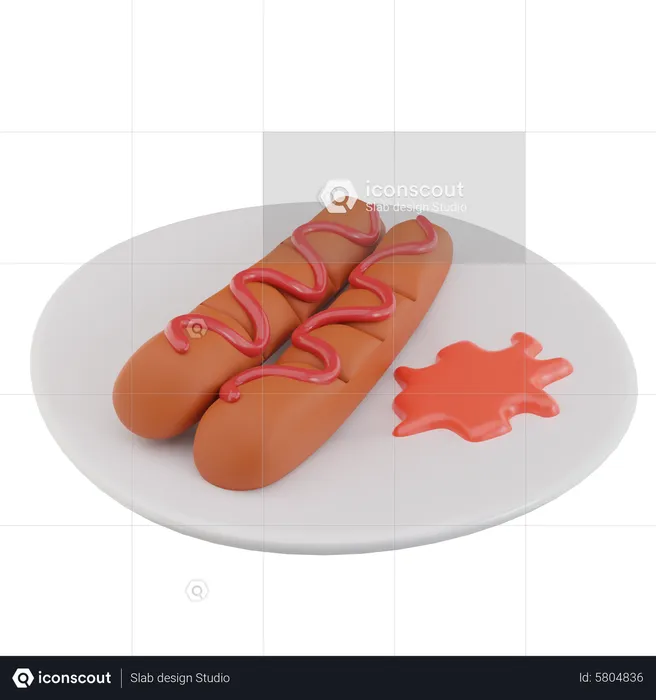 Hotdog And Sauce  3D Icon