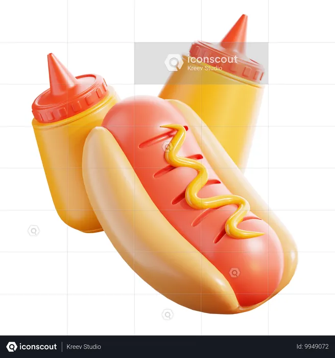 Hotdog With Ketchup  3D Icon